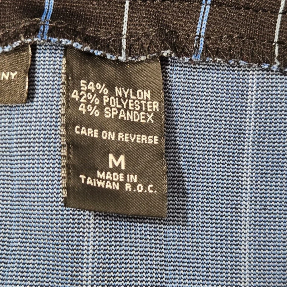 New York & Company Stretch Pinstripe Pencil Skirt Black Blue Womens Medium‎
